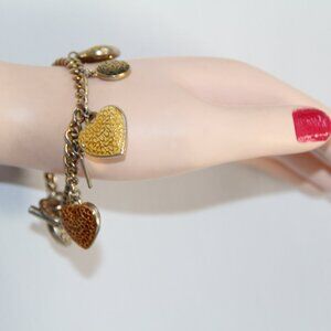 RARE Coach Puffed Heart & Disc Charm Bracelet. Limited Edition